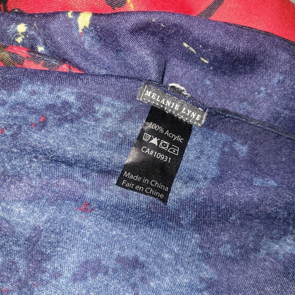 Melanie Lyne Abstract Red, Yellow and Blue Scarf - Picture 3 of 3